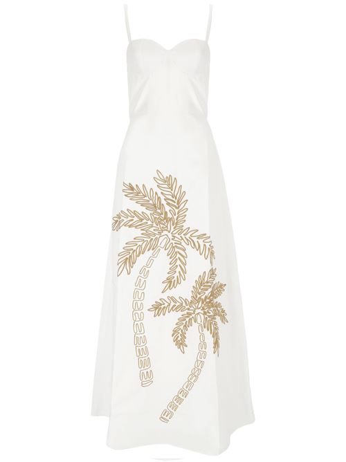 White women's dress Amotea | EUGENIECOTTONWHITE WITH PALM